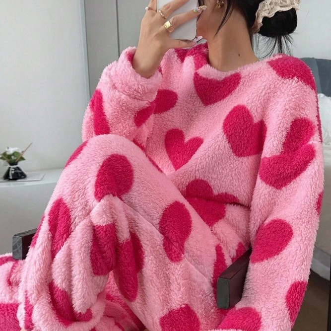 Summer House Clothing - Sıcak Pembe Pijama Takım Baskı Pijama