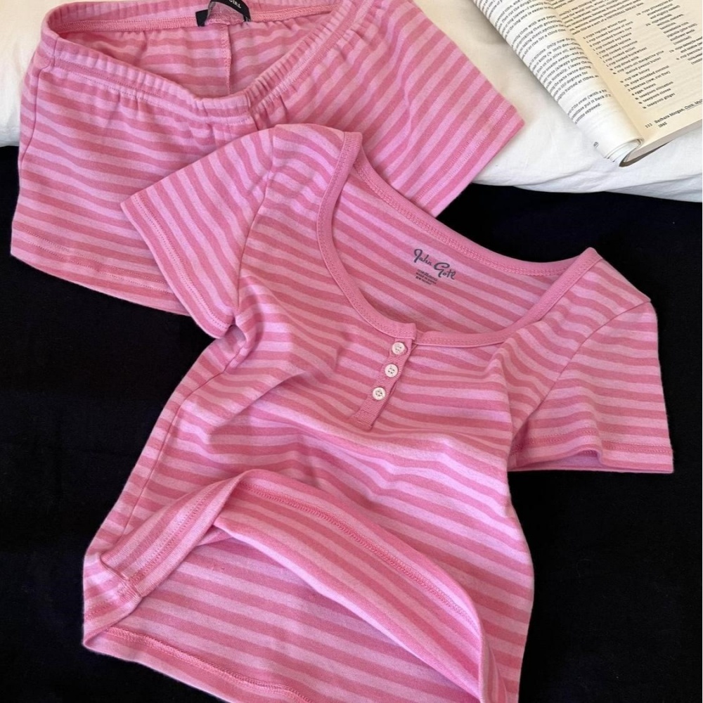Pembe Çizgili Kısa Kollu Tişör - Summer House Clothing incelemesi ve fiyatı