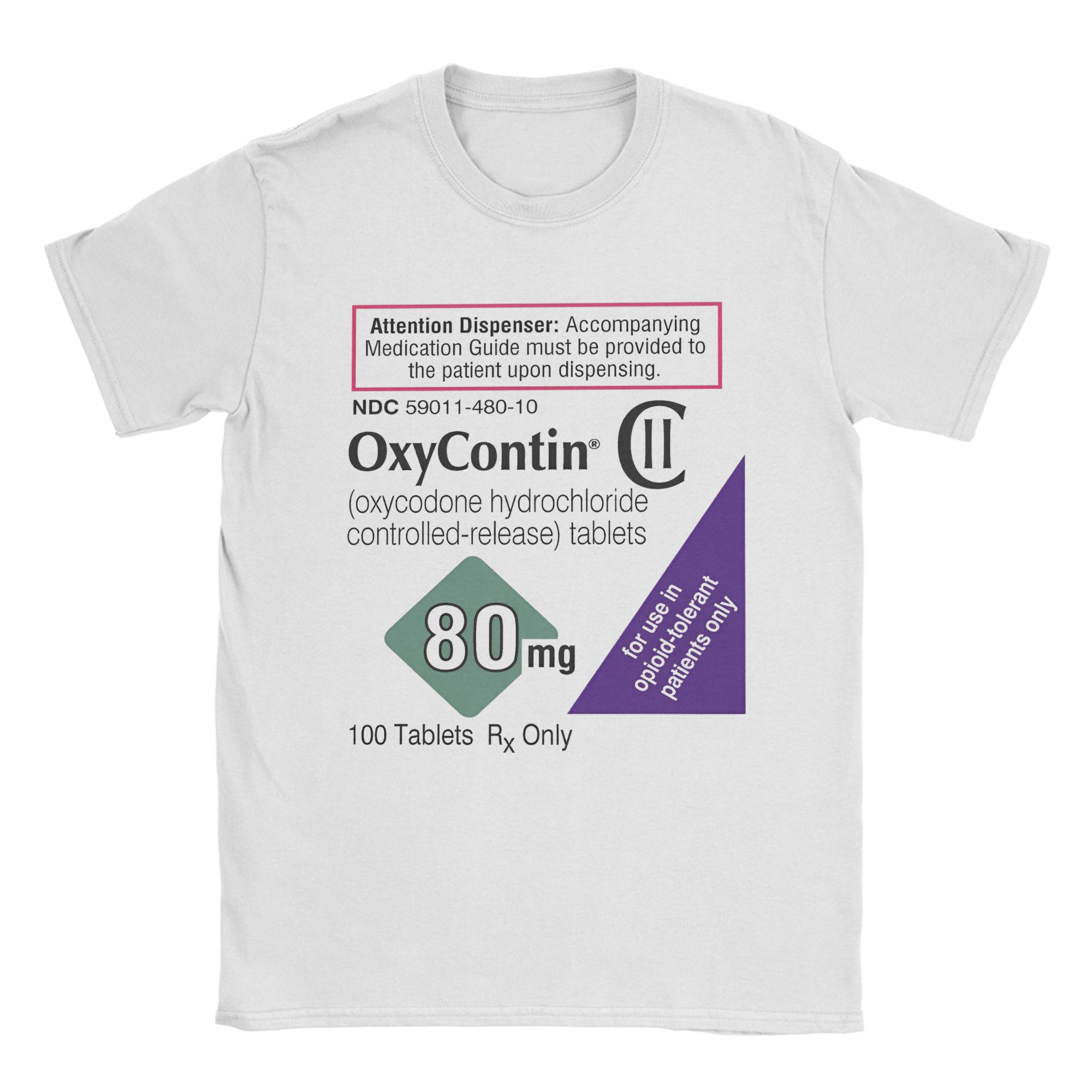 Oxycontin 80 mg Etiket erkek T - Summer Clothing Label incelemesi ve fiyatı