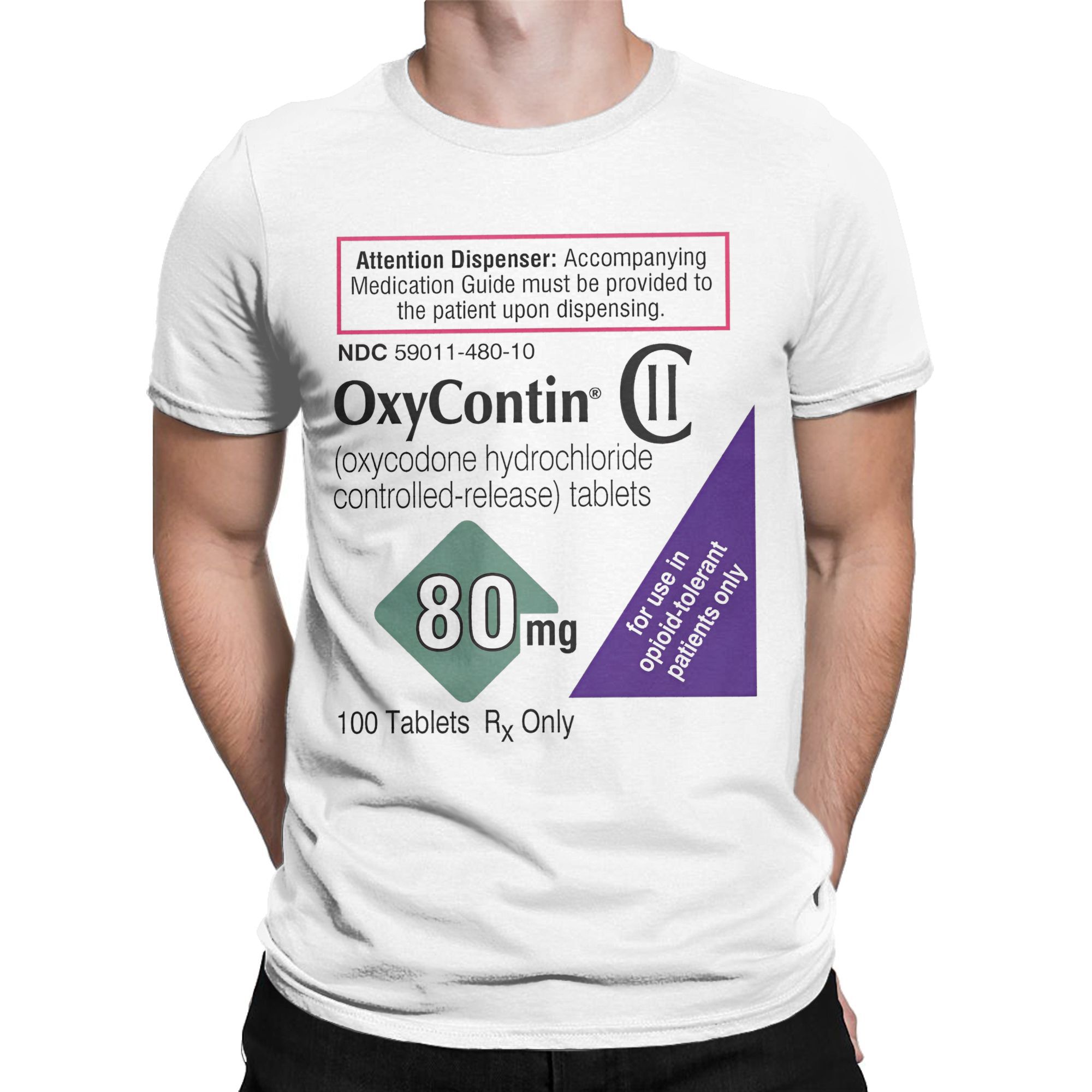 Oxycontin 80 mg Etiket erkek T - Summer Clothing Label incelemesi ve fiyatı